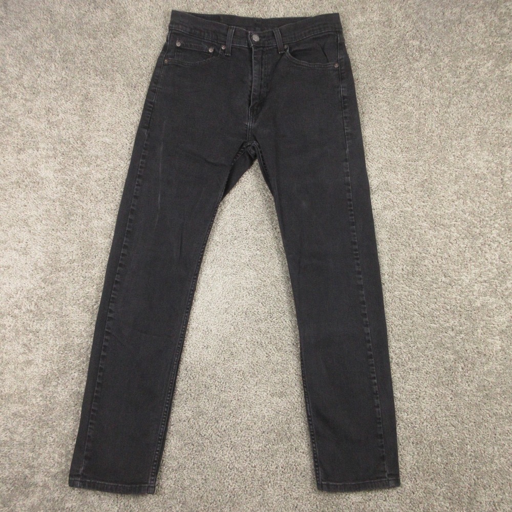 Levis Jeans Mens 30x30 (Tag 32x32) Black 505 Regular Straight Washed Denim Pants